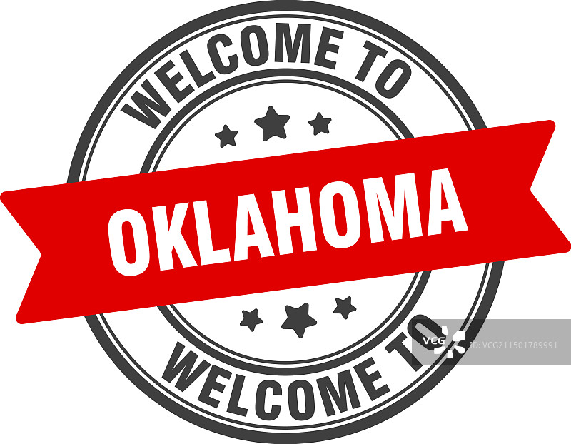 欢迎来到俄克拉荷马州印章圆形标志图片素材