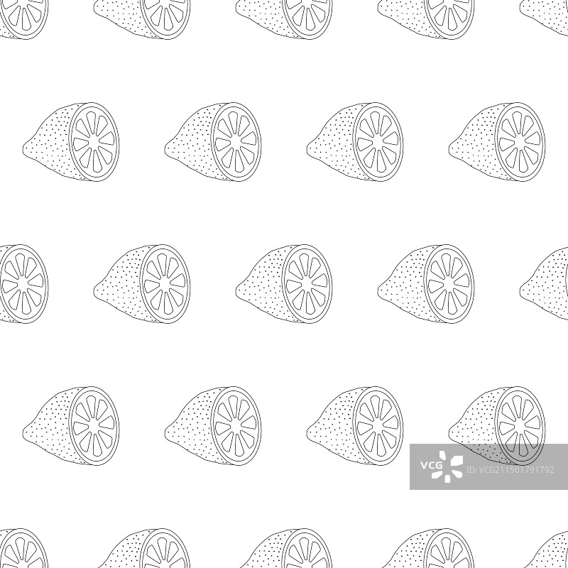 切开的柠檬涂鸦风格无缝图案图片素材