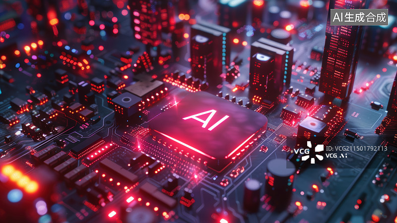 【AI数字艺术】电子设备内部的AI芯片图片素材