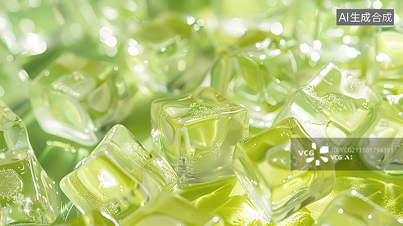 【AI数字艺术】夏日冷饮薄荷绿色冰块图片素材