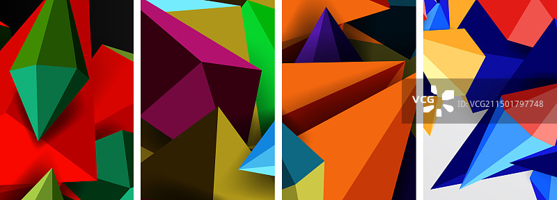 三角形几何低多边形3D形状合集图片素材