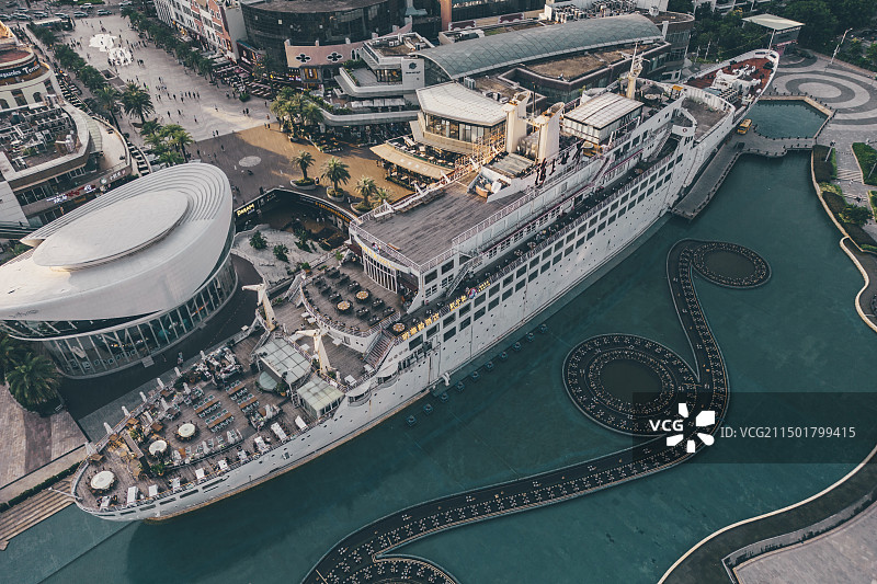 深圳 蛇口港的日落 海上世界航拍图片素材