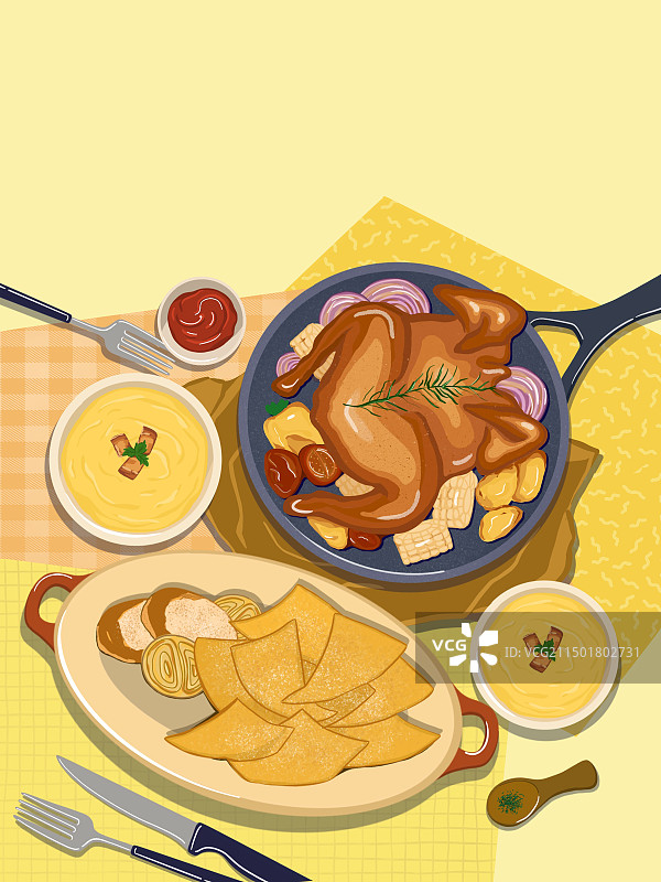 火鸡玉米片南瓜粥美食餐桌图片素材