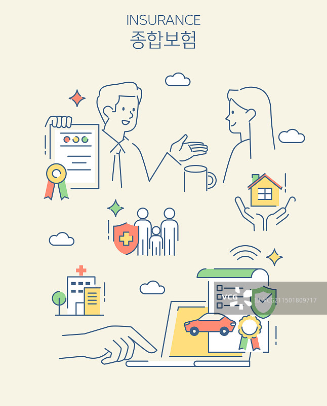 线条艺术，保险，保险代理人，保障图片素材