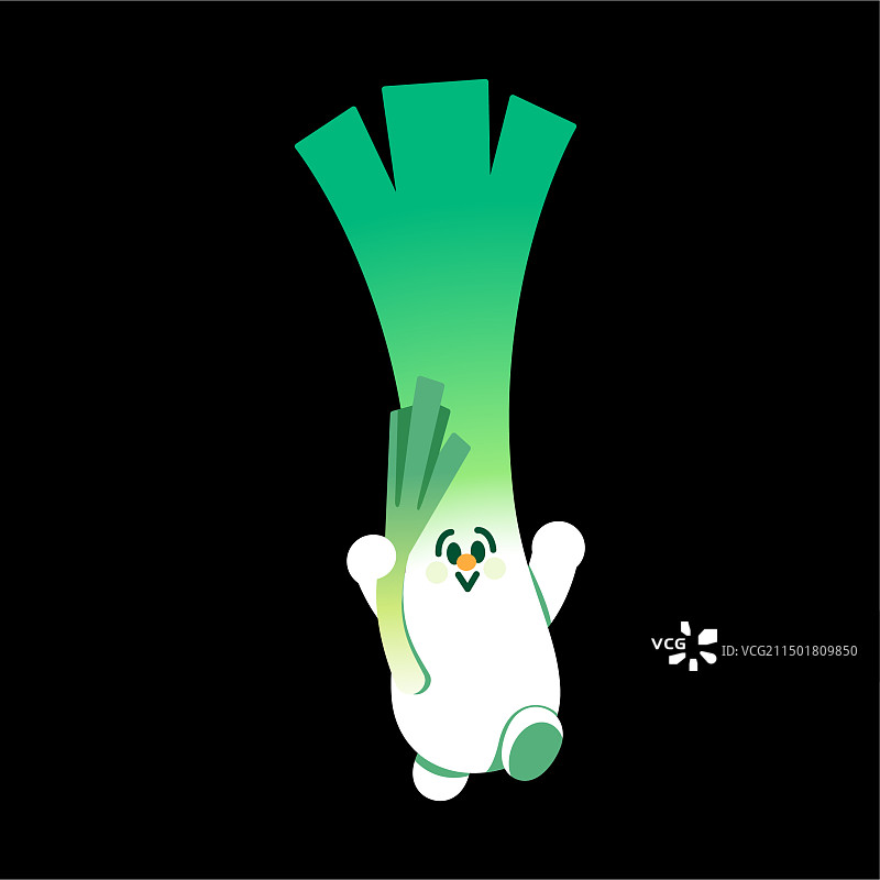 矢量插画：蔬菜大葱人物图片素材