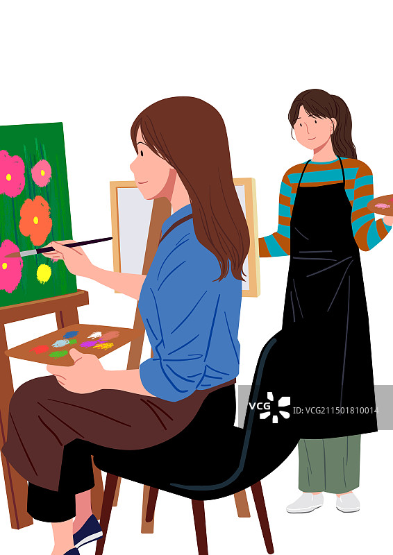 文化中心，爱好，学习，课堂，女性，美术课，画架图片素材