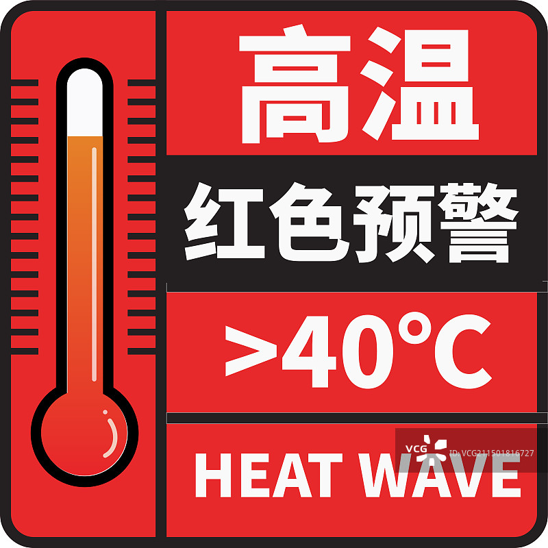 高温红色预警方形设计模板图片素材