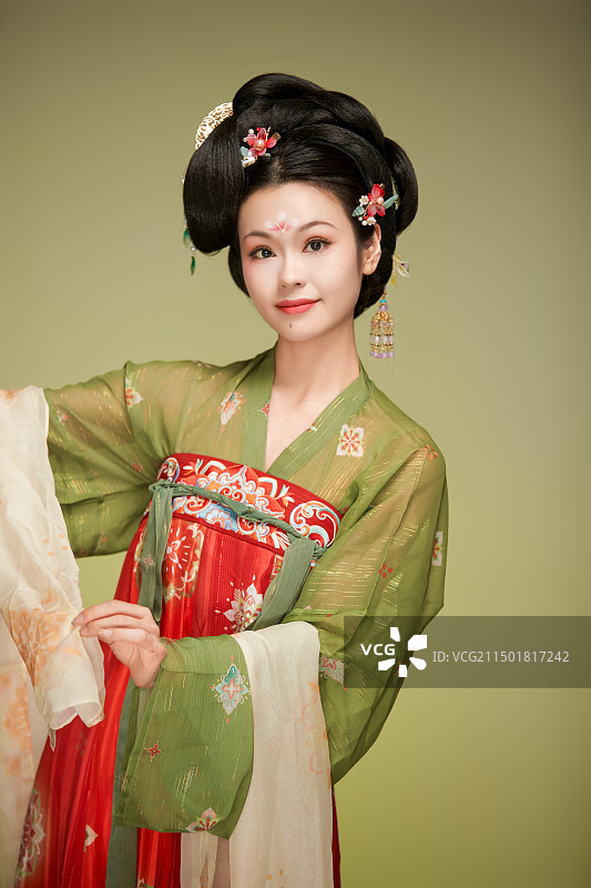 大唐风韵女性古装妆容造型图片素材