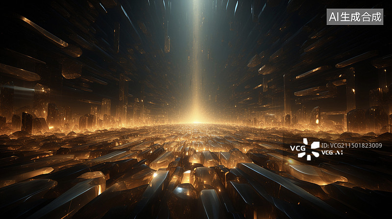 【AI数字艺术】金色未来科技背景图片素材