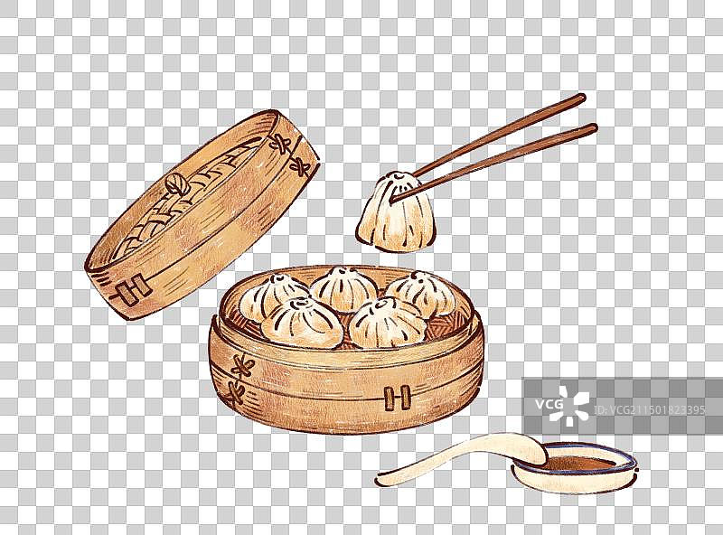 手绘河南特色豫菜开封灌汤包插画图片素材