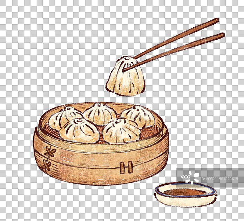 手绘河南特色豫菜开封灌汤包插画图片素材