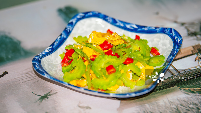 苦瓜炒蛋图片素材