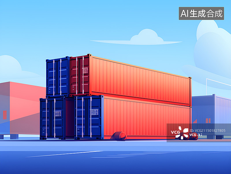 【AI数字艺术】码头上的集装箱图片素材