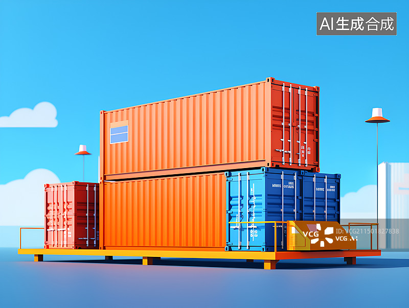 【AI数字艺术】码头上的集装箱图片素材