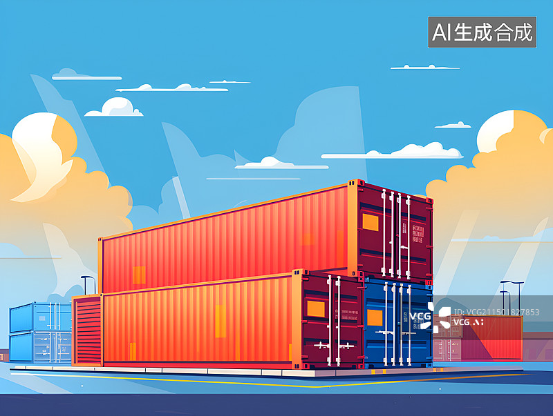 【AI数字艺术】码头上的集装箱图片素材