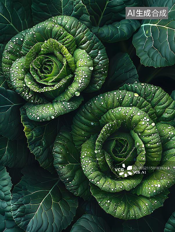 【AI数字艺术】顶视图大量卷心菜图片素材