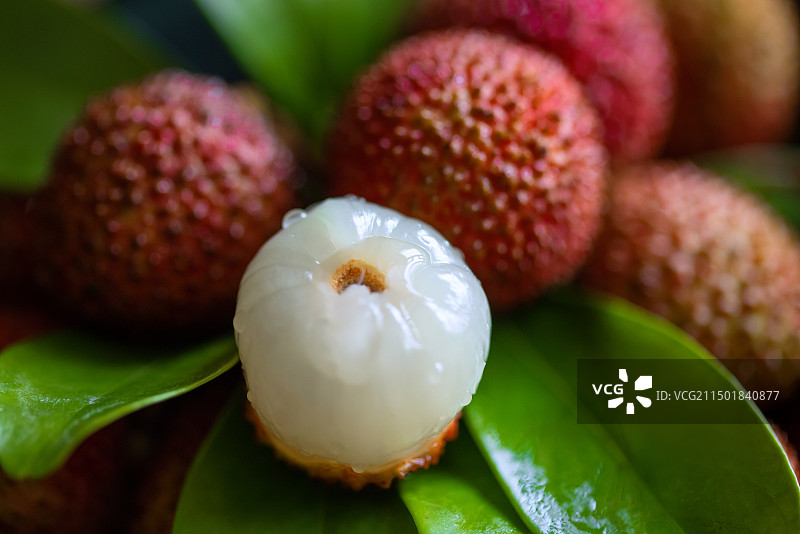 新鲜荔枝果肉特写,夏天,水果图片素材