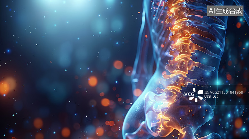 【AI数字艺术】人体脊柱疼痛的视觉特效图片素材