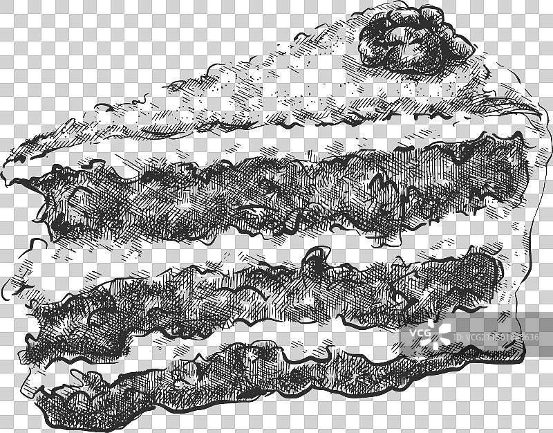 蛋糕切片食品甜点复古速写图片素材