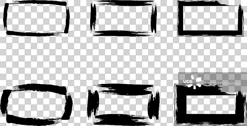 横向矩形Grunge笔刷形状图片素材