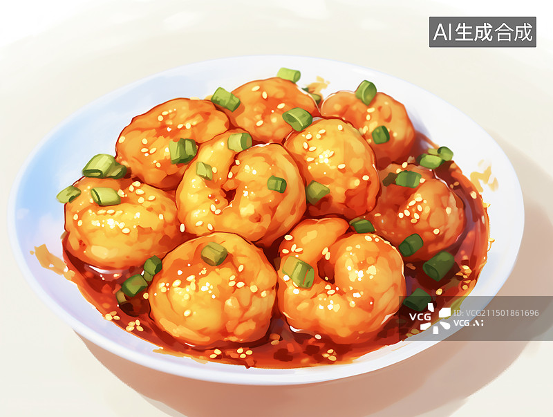 【AI数字艺术】炒虾球图片素材