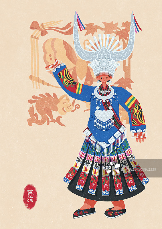 苗族黔东型传统服饰女性图片素材