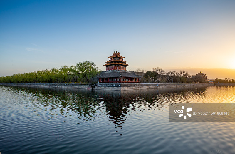 北京故宫角楼日落风景图片素材