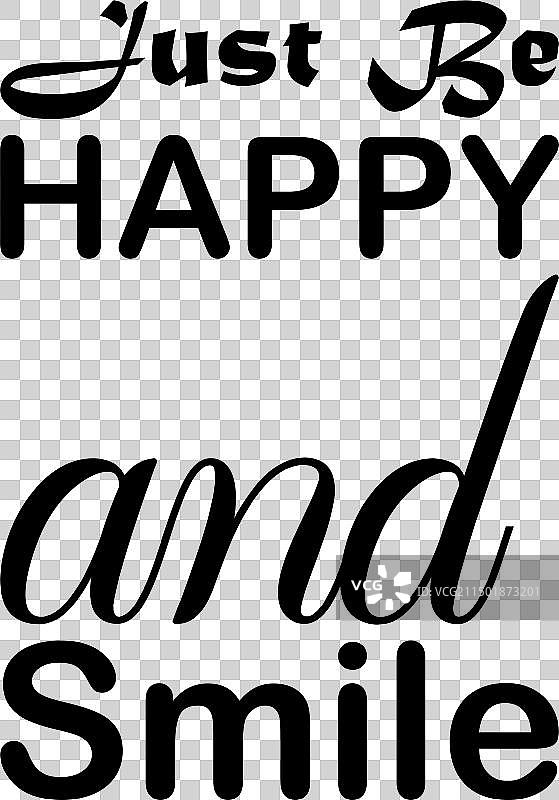 快乐微笑黑色字母引言图片素材