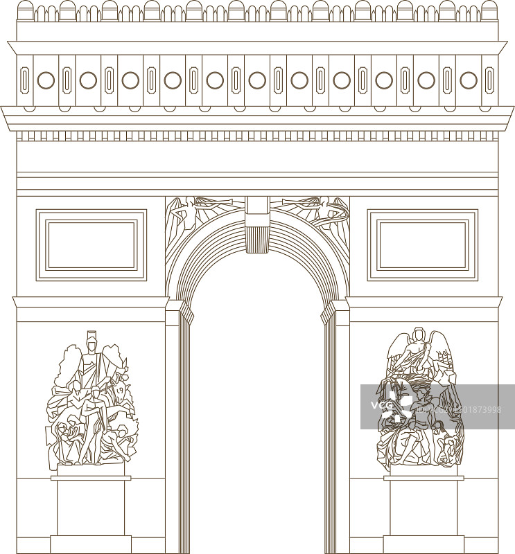 法国地标凯旋门正面图片素材