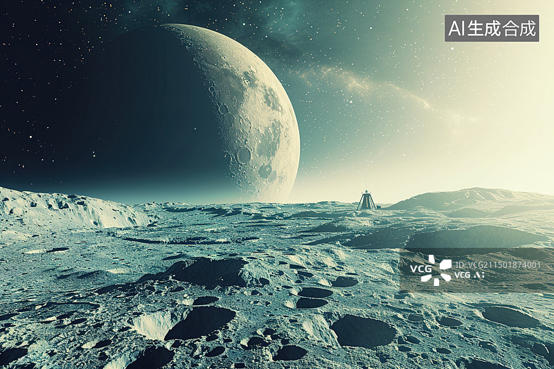 【AI数字艺术】站在月球上俯瞰浩瀚的宇宙图片素材