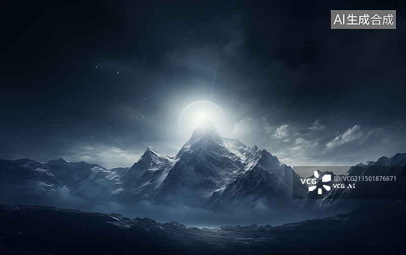 【AI数字艺术】白雪皑皑的群山图片素材