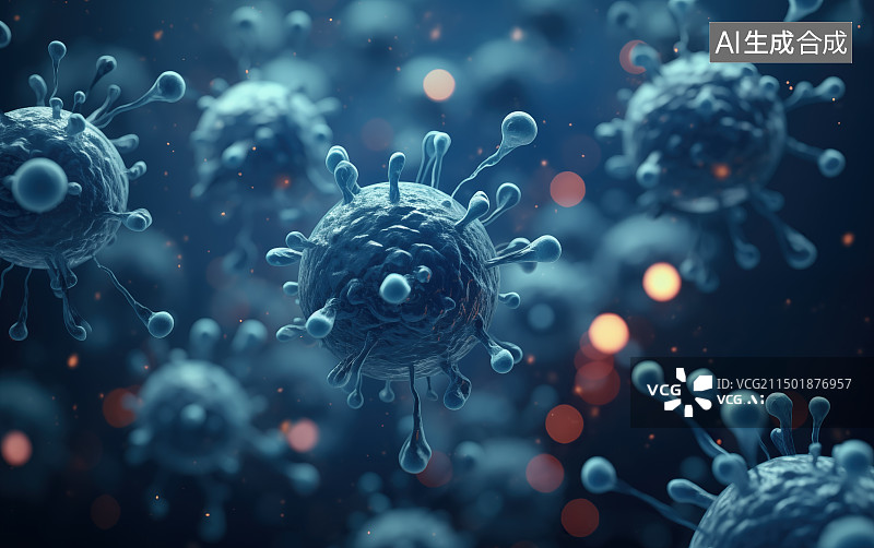 【AI数字艺术】抽象三维病毒概念图像图片素材
