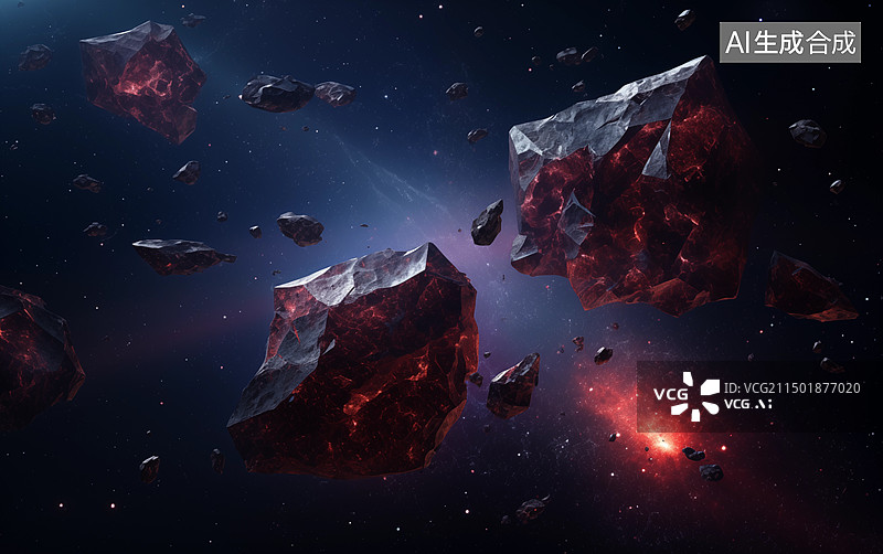 【AI数字艺术】宇宙中炸开的陨石图片素材