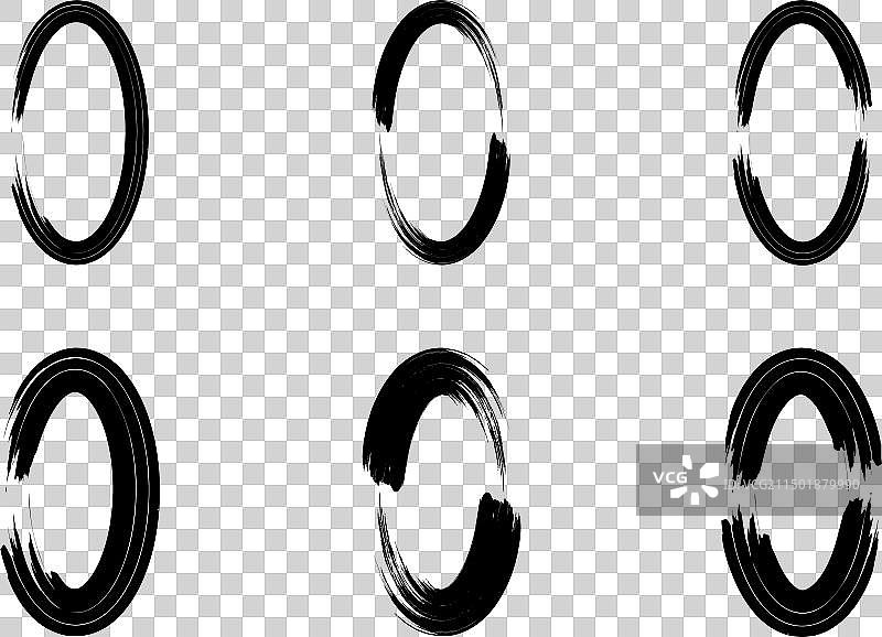 抽象竖版椭圆形笔刷肌理形状图片素材