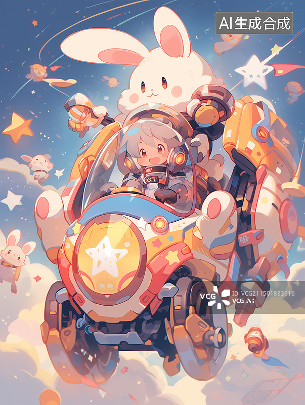【AI数字艺术】卡通风格兔子插画图片素材