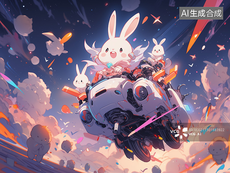 【AI数字艺术】卡通风格兔子插画图片素材