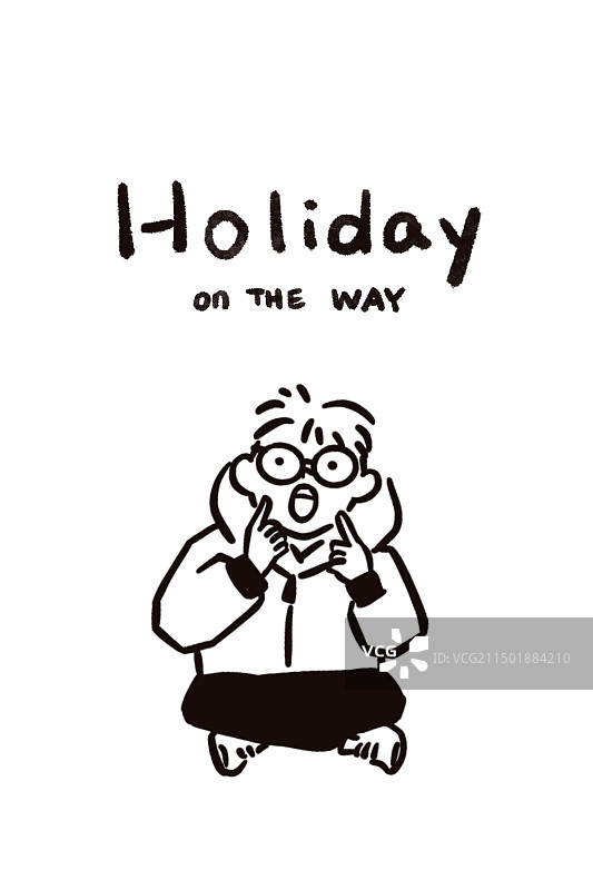 极简风简笔画做鬼脸的男孩图片素材