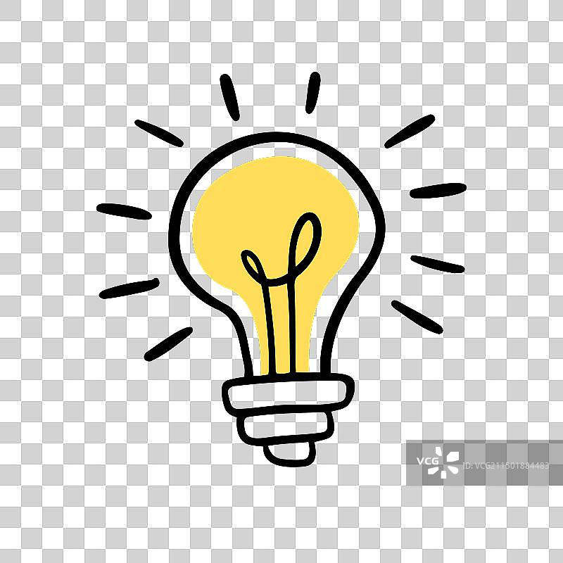 灯泡光芒涂鸦卡通扁平素材图片素材