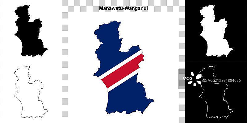 马纳瓦图-旺加努伊轮廓地图图片素材