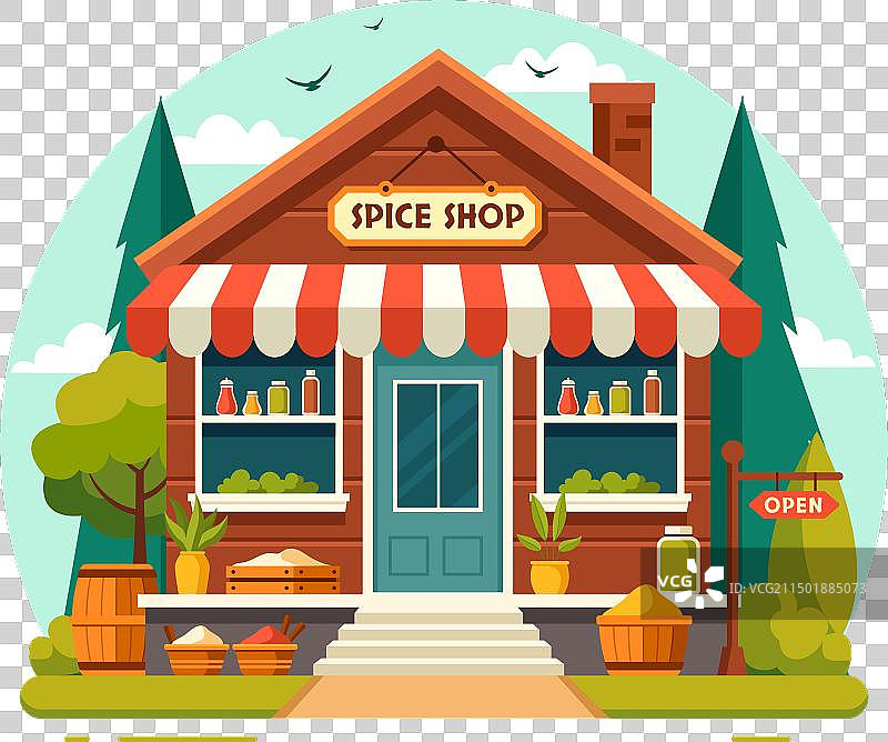 售卖各种辣酱调味品的香料商店图片素材