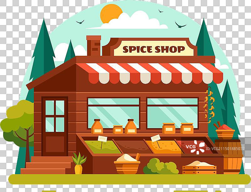 售卖各种辣酱调味品的香料商店图片素材