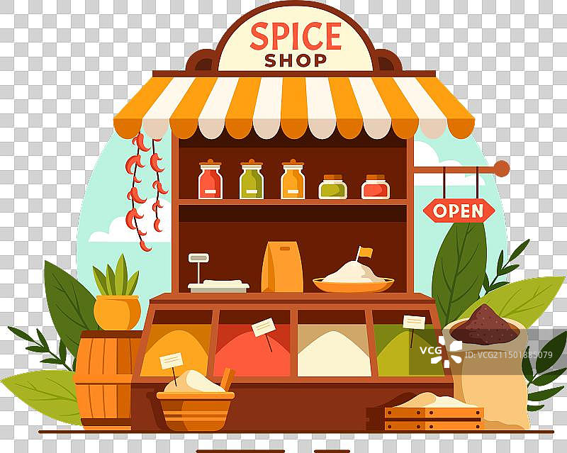 售卖各种辣酱调味品的香料商店图片素材