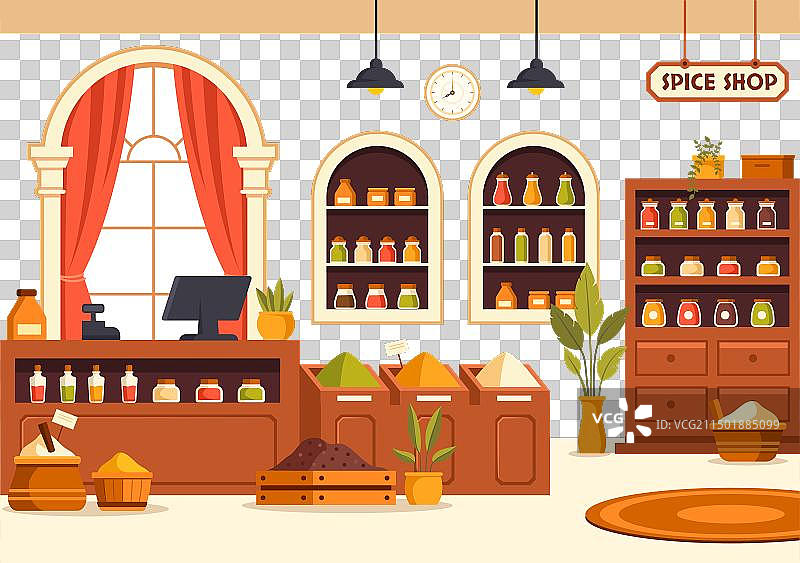 售卖各种辣酱调味品的香料商店图片素材