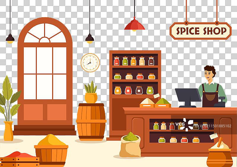 售卖各种辣酱调味品的香料商店图片素材