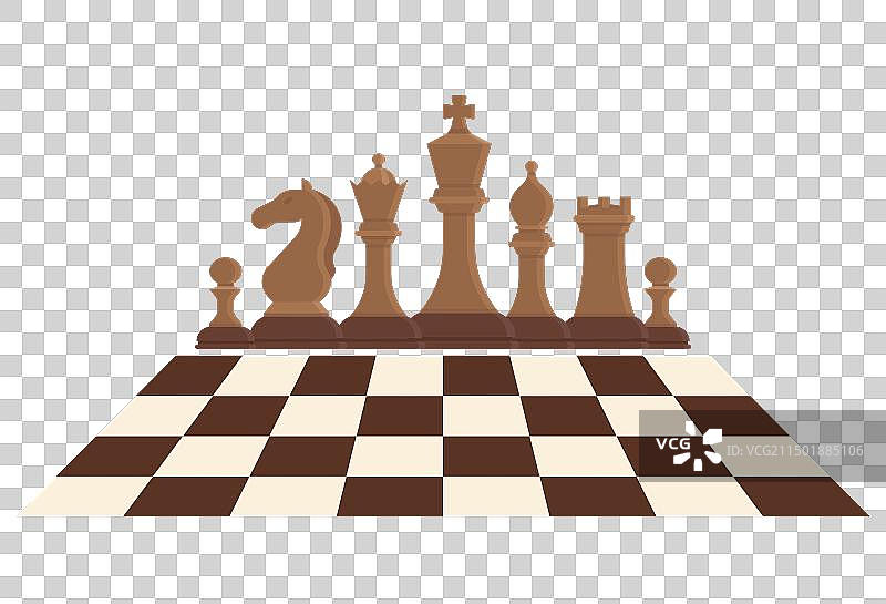 一套摆放在棋盘上的国际象棋棋子图片素材