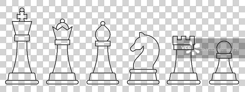 线条风格的极简国际象棋棋子图片素材