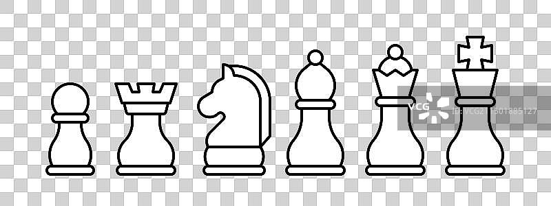 线条风格的极简国际象棋棋子图片素材