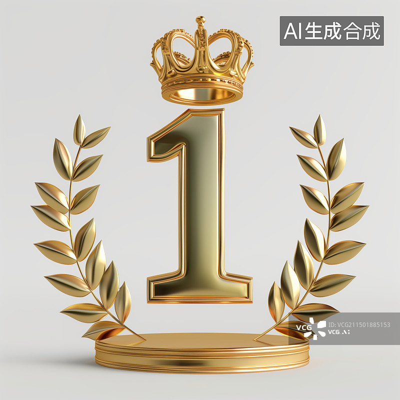 【AI数字艺术】第一名金色金属徽章图标图片素材