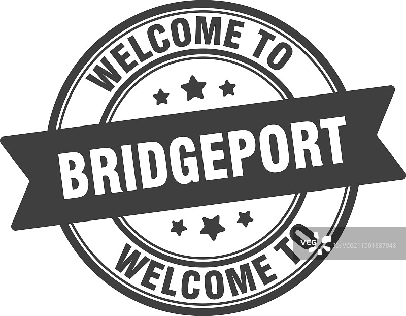 布里奇波特欢迎词圆形印章图片素材