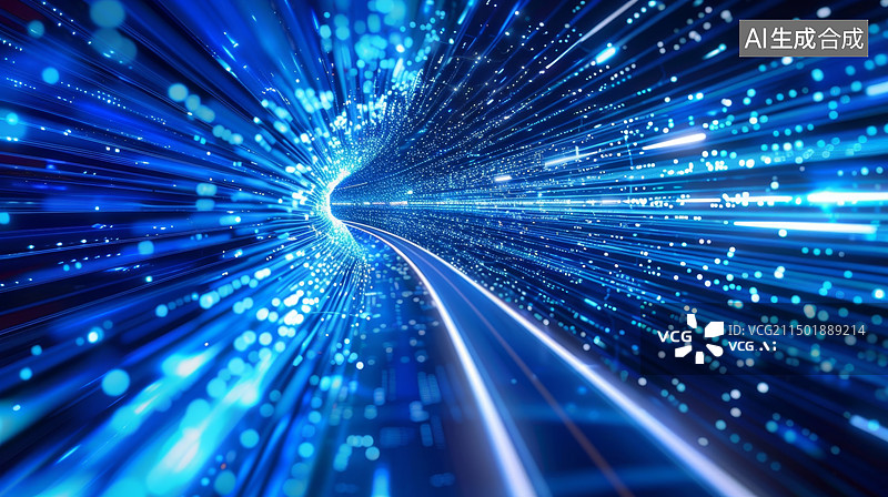 【AI数字艺术】抽象科技概念背景，数据隧道三维素材图片素材